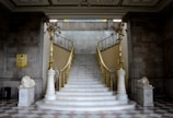 An elegant staircase featuring polished marble steps.