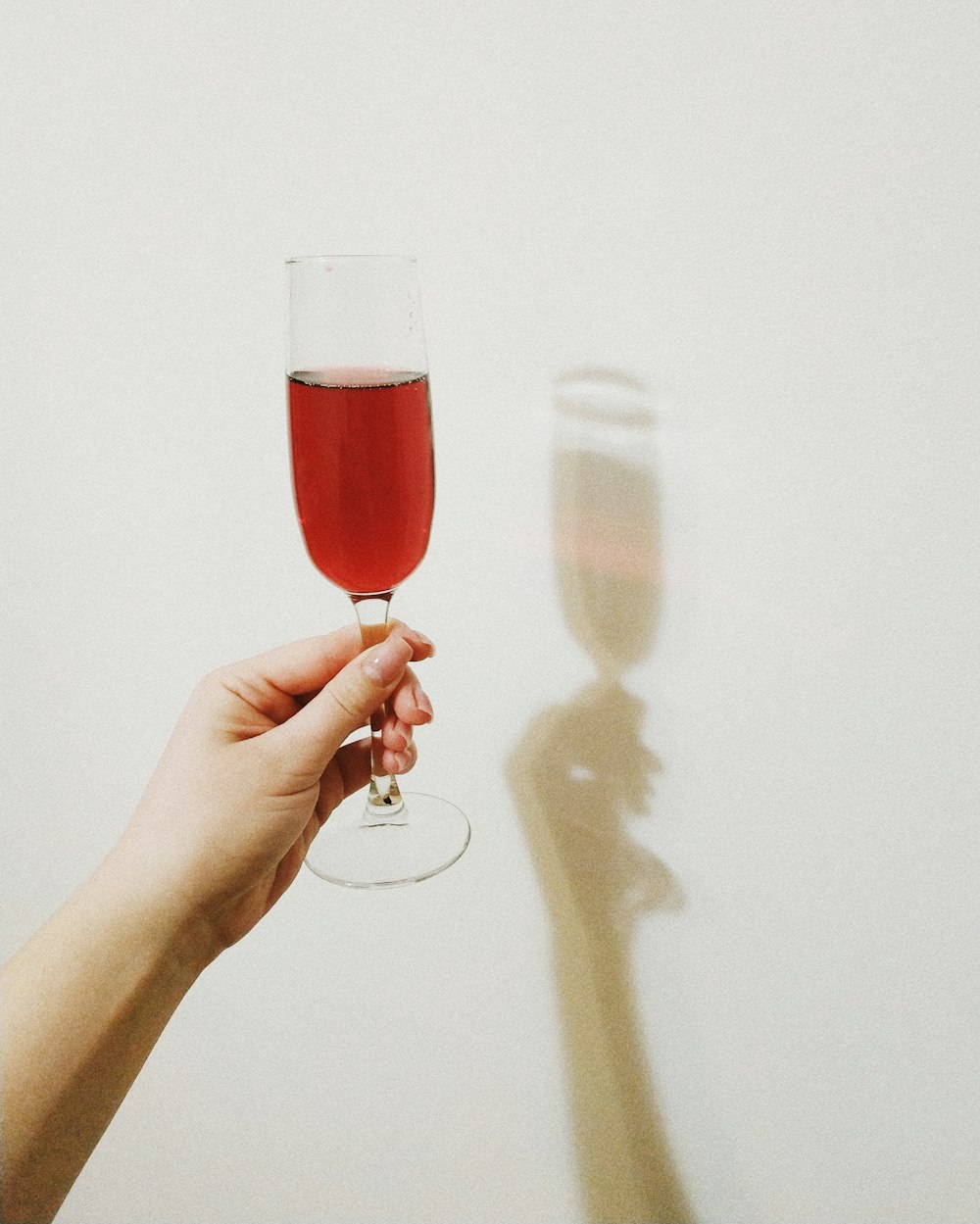 person holding champagne glass with red liquid