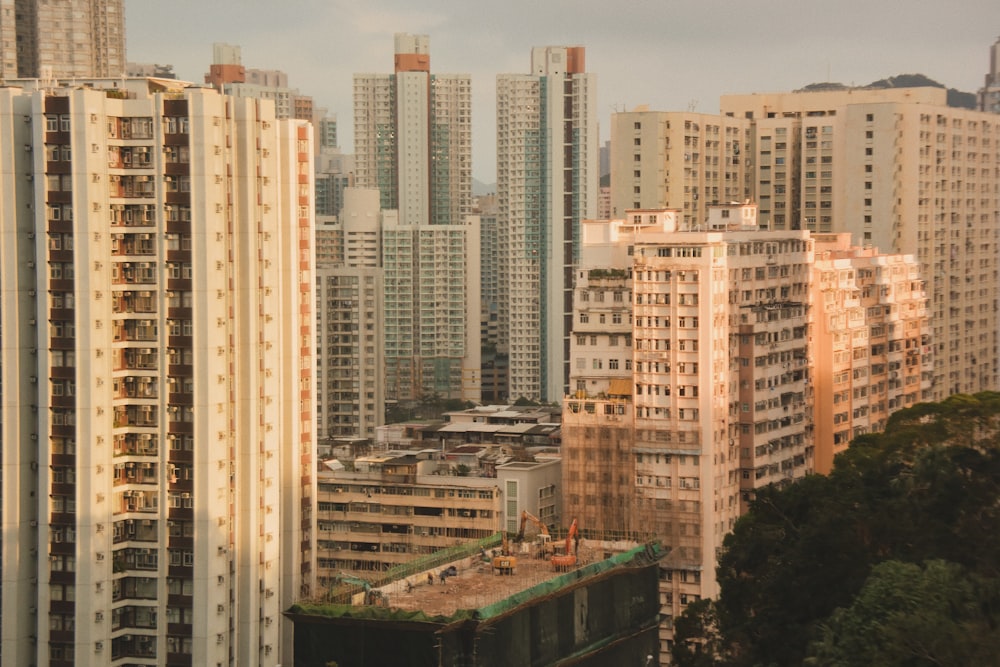 photo of buildings during sunset