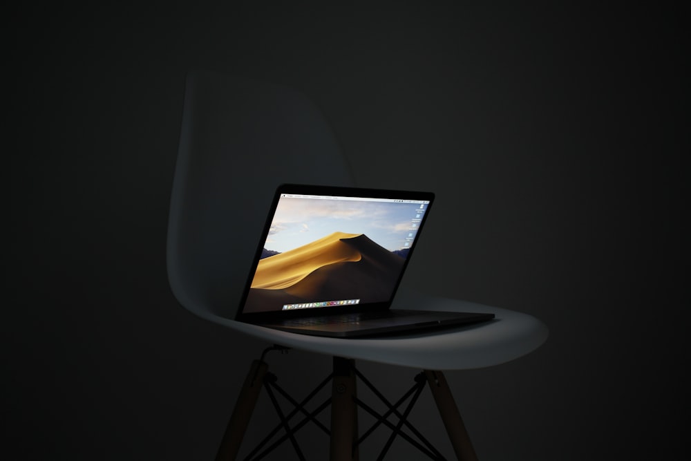 MacBook Pro on chair