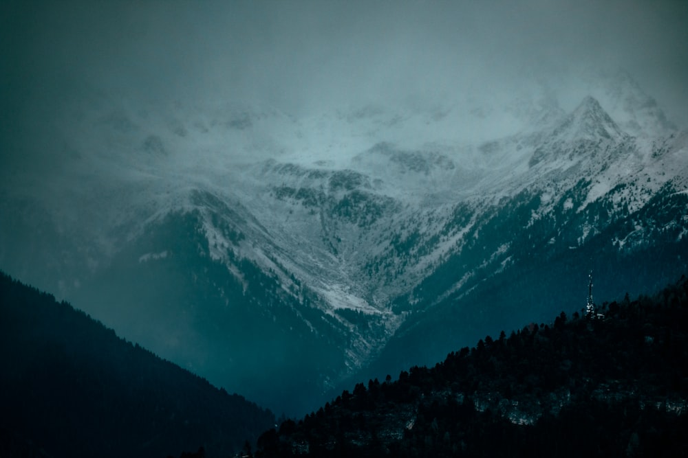 snow covered mountains