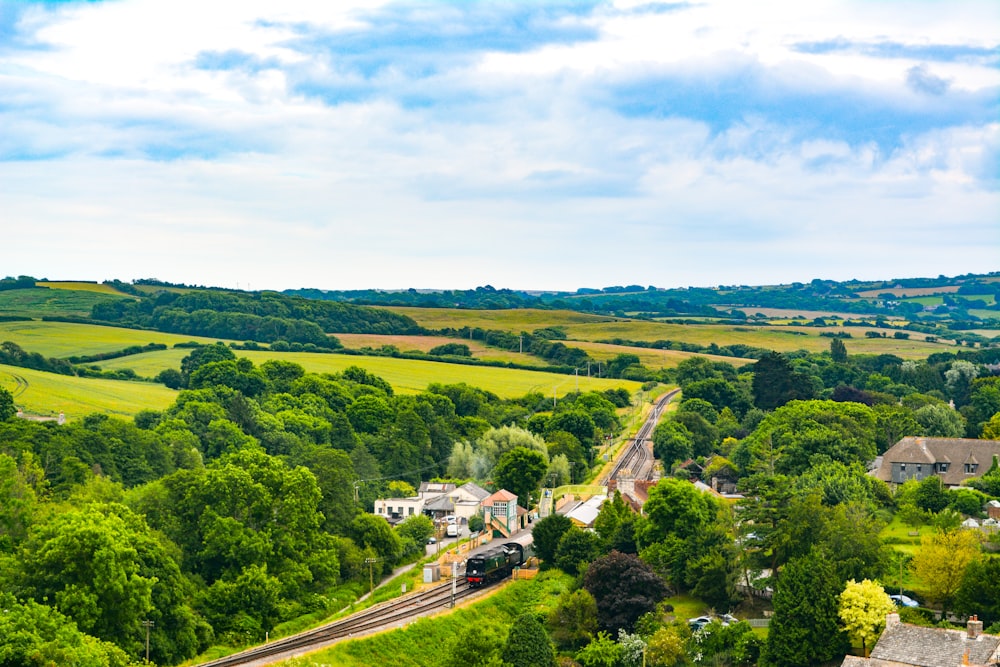 aerial photo of houses near trees during daytime