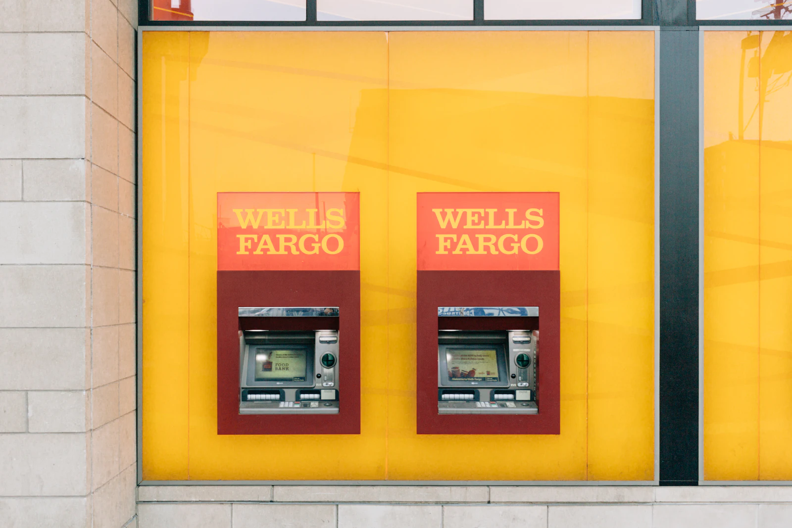 A row of Wells Fargo ATM machines