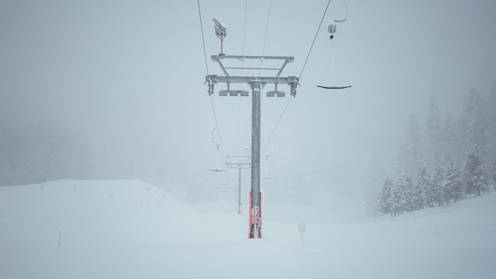 palo grigio sul campo di neve