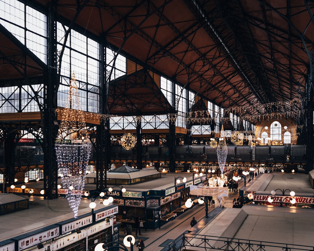 brown and white building interior view