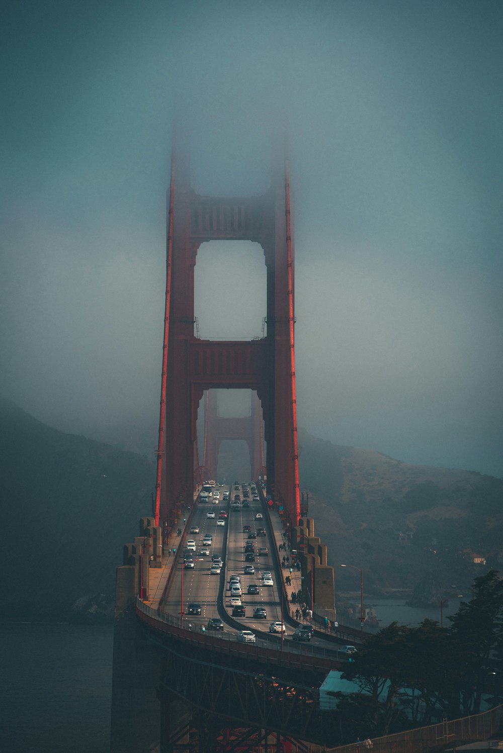 Golden Gate Bridge during foggy weather