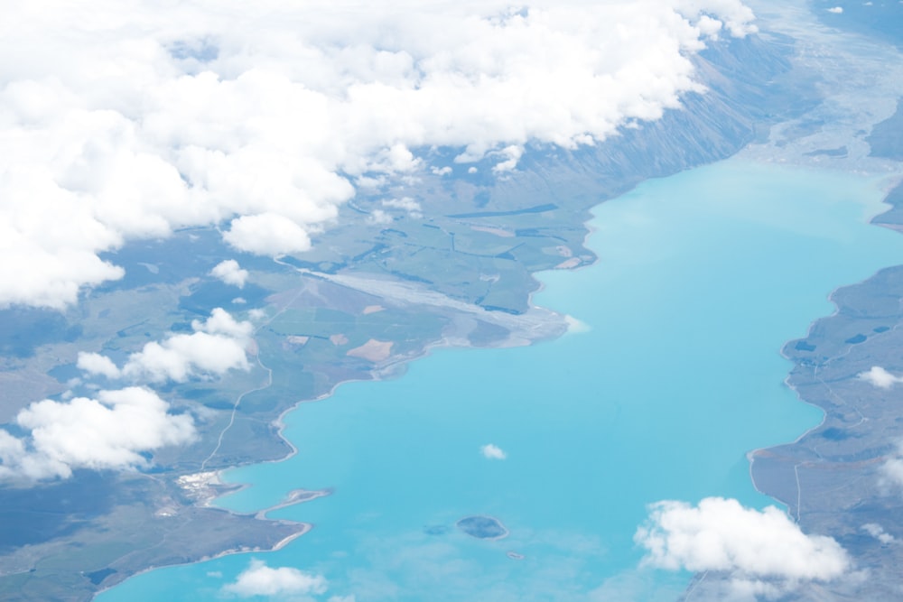 view of lake on aerial photography during daytime