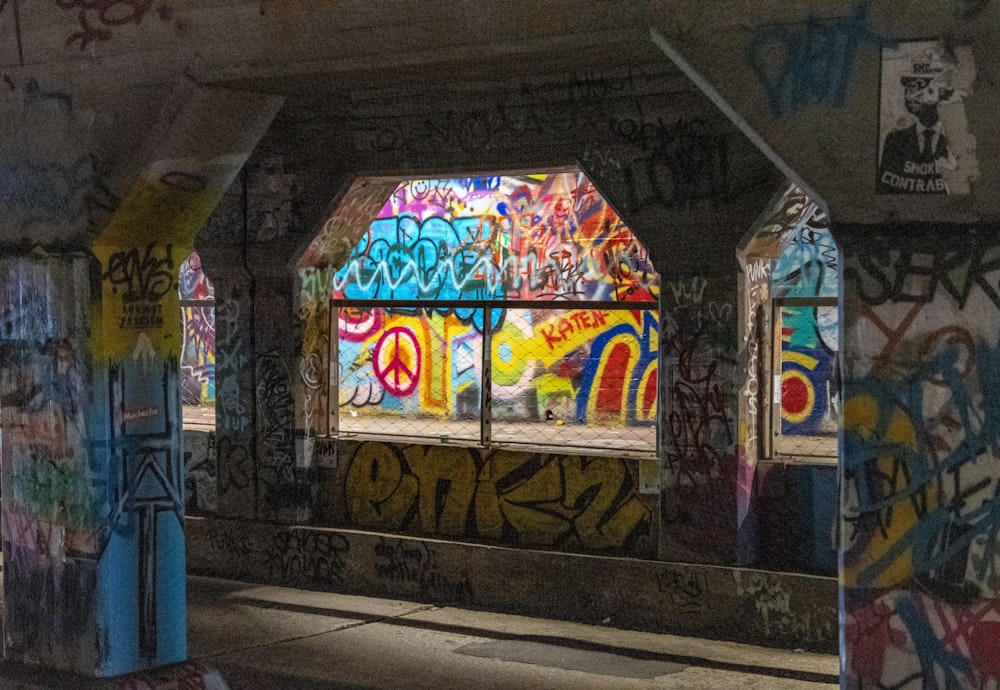 multicolored painted concrete building