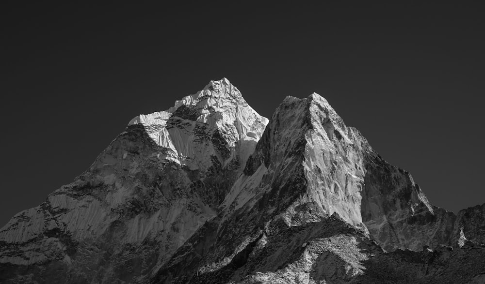 grayscale of mountain