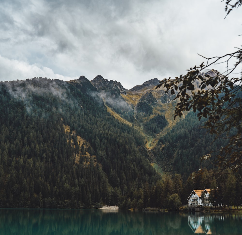 body of water near mountain