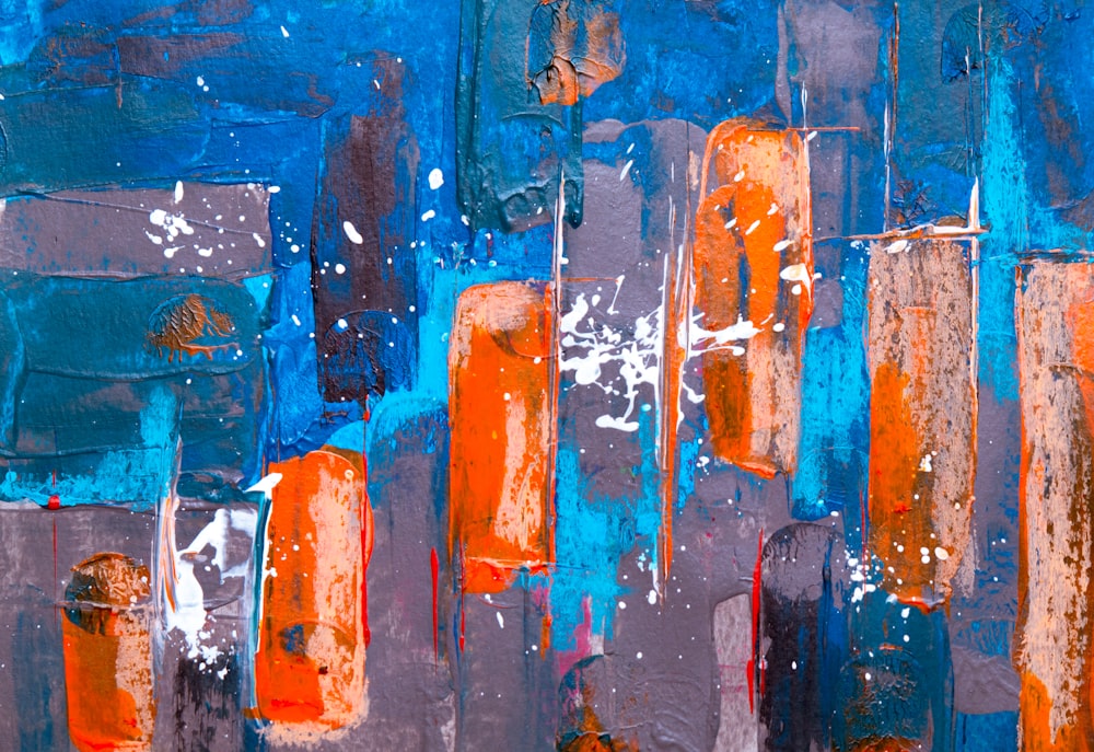 blue and orange abstract painting