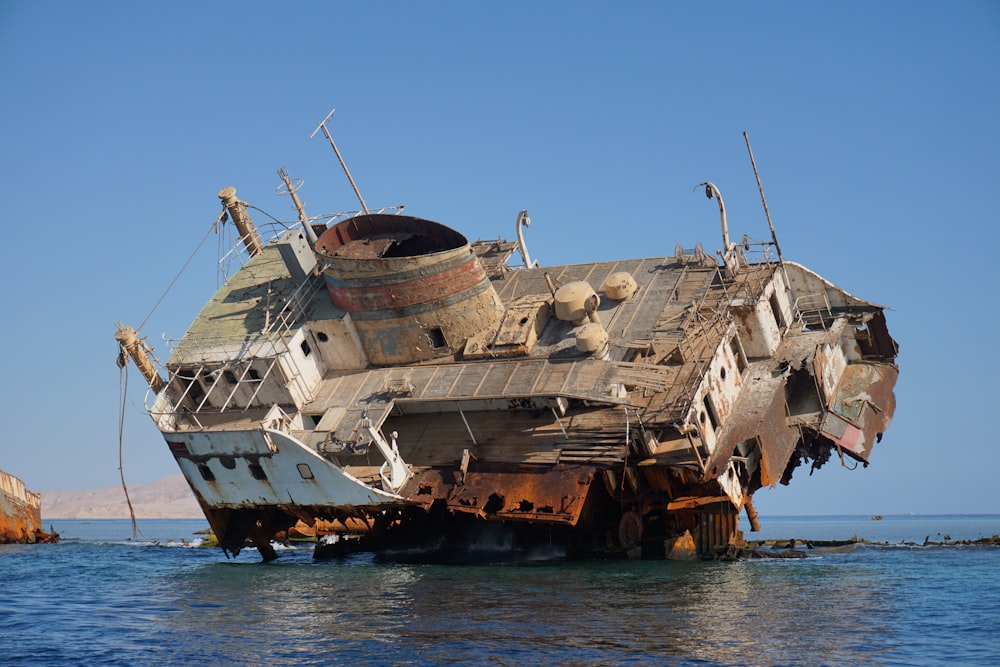 gray ship on sea