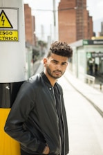 men's black jacket