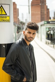 men's black jacket