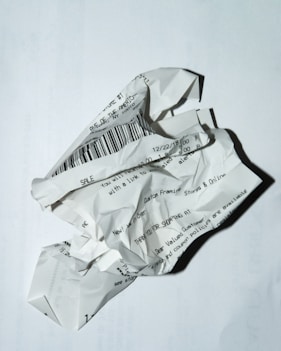 official receipt on white surface