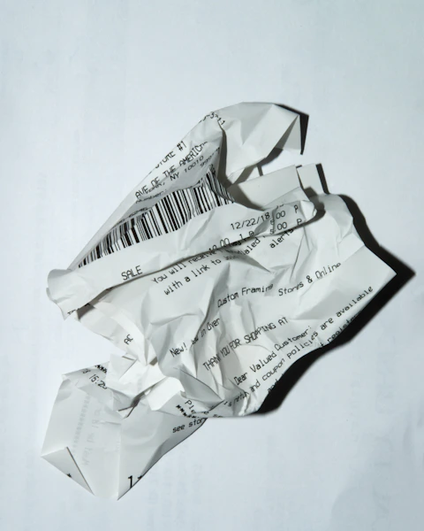 official receipt on white surface