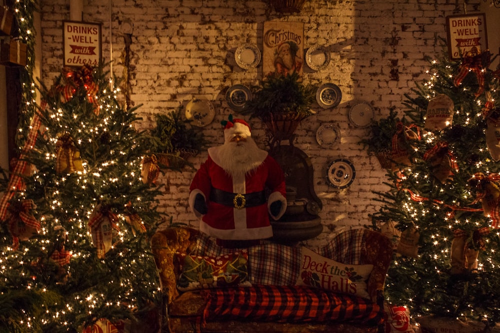 Santa Claus and holiday trees decor