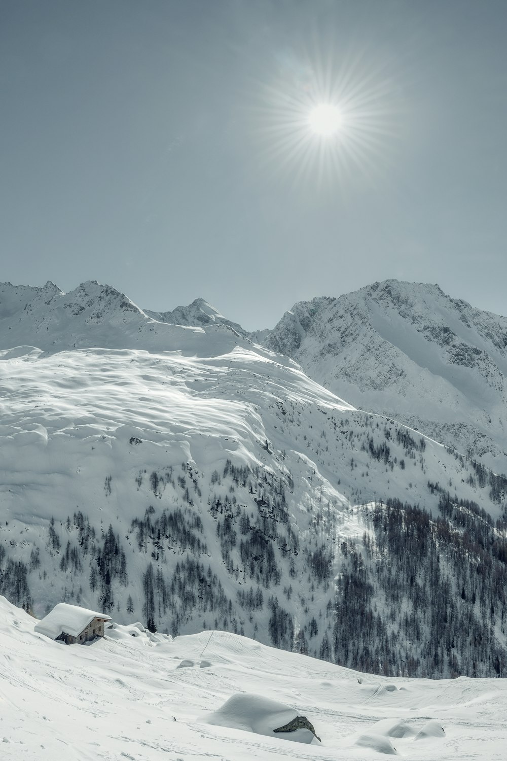 mountain covered by snow during daytime