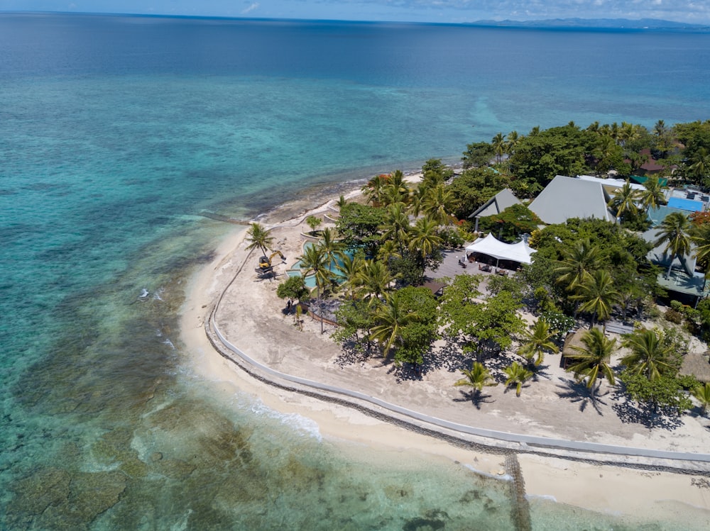 aerial view of island resort