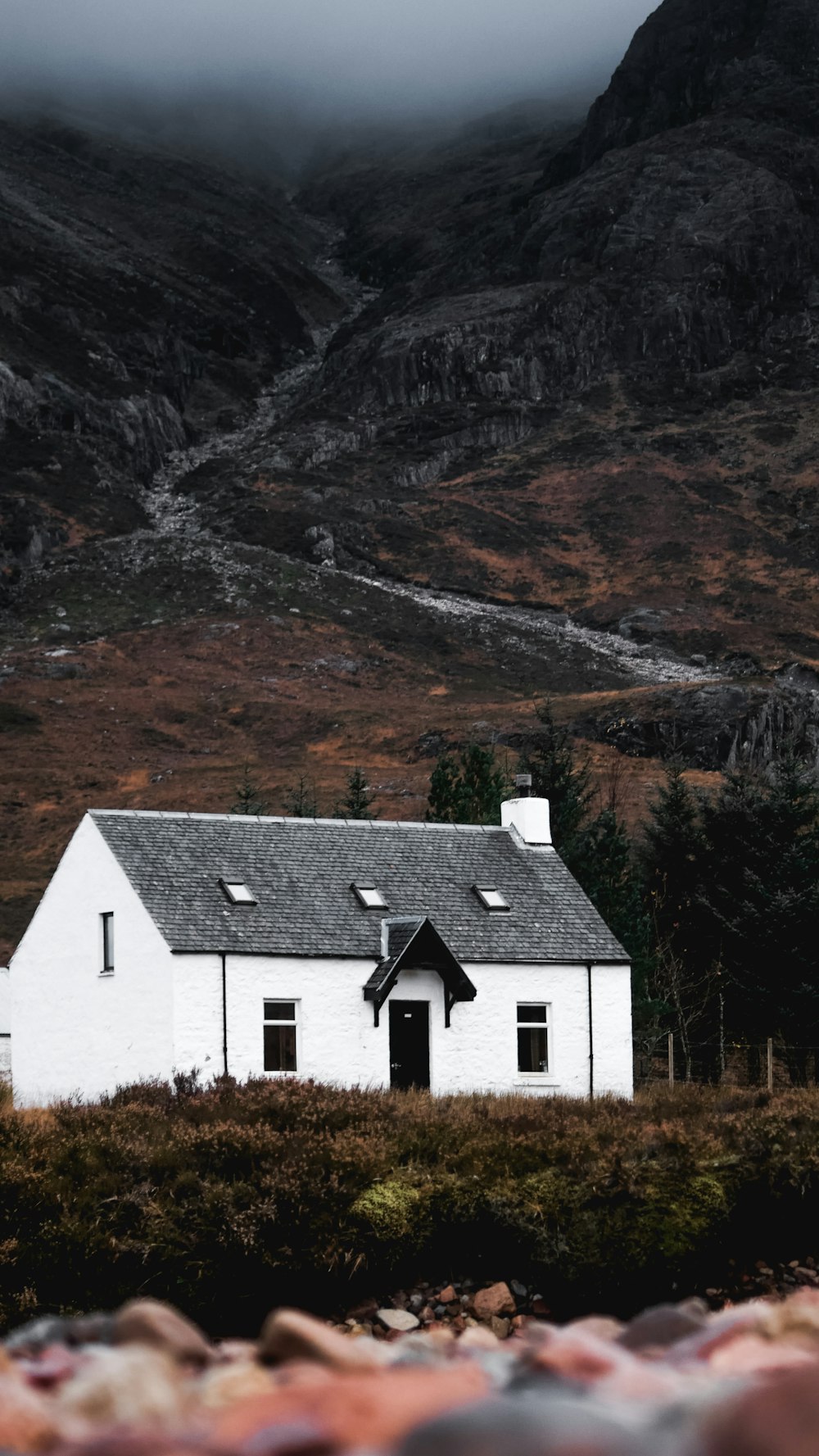 white and gray concrete house