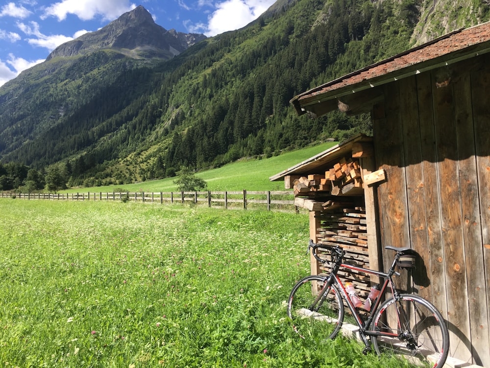 red and black road bike near mountain