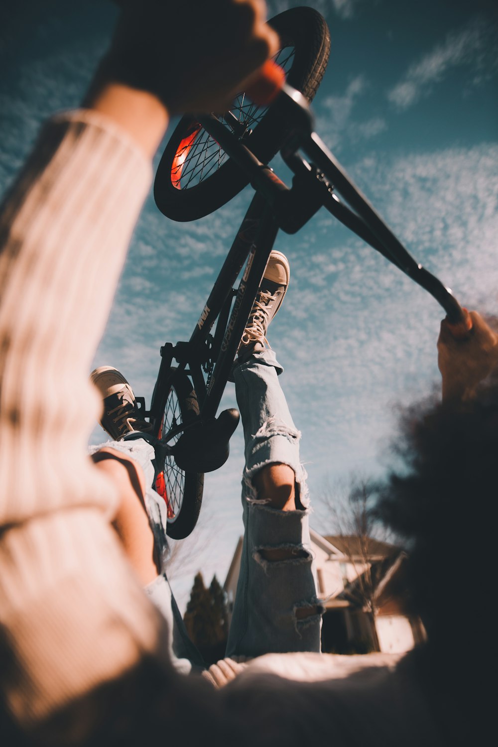 person doing bike trick