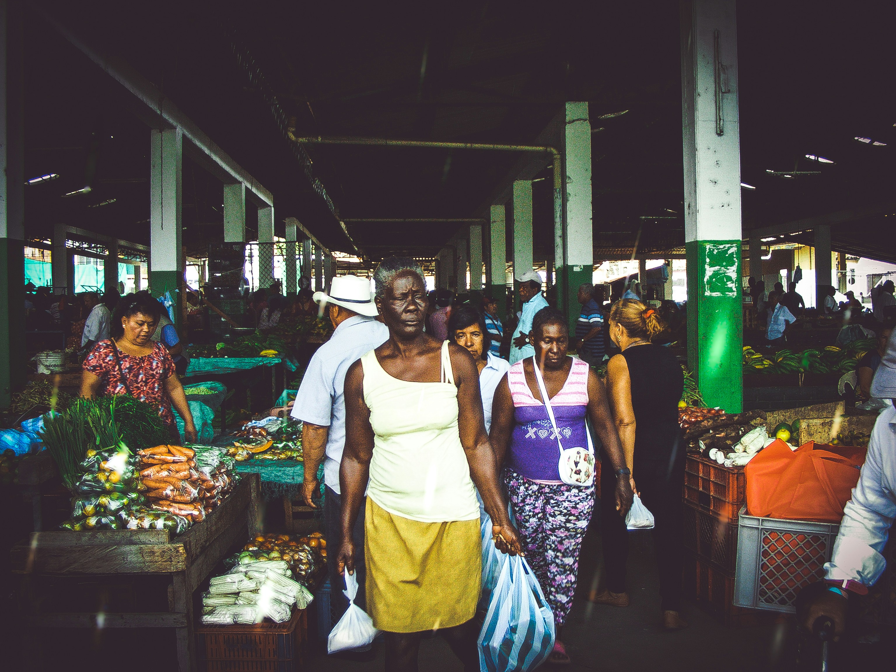 Woman walking on market