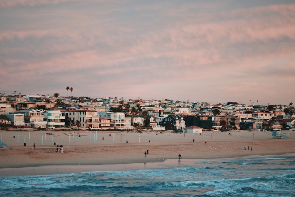 beach near the city during daytime