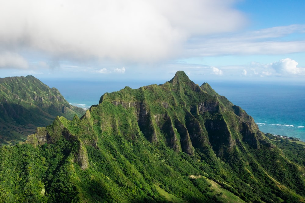 aerial photo mountain peak