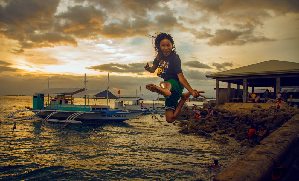 woman about to jump