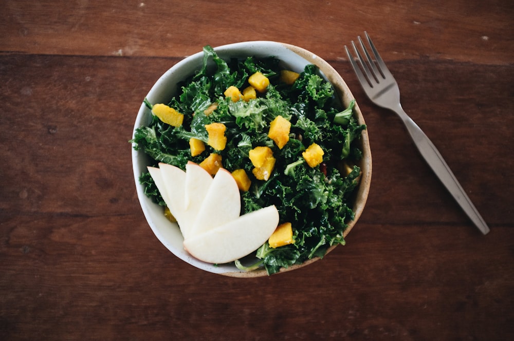 vegetable dish on gray bowl