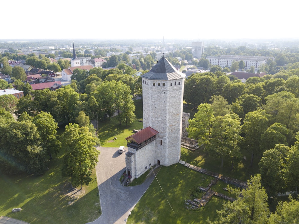 bird's eye view of white tower