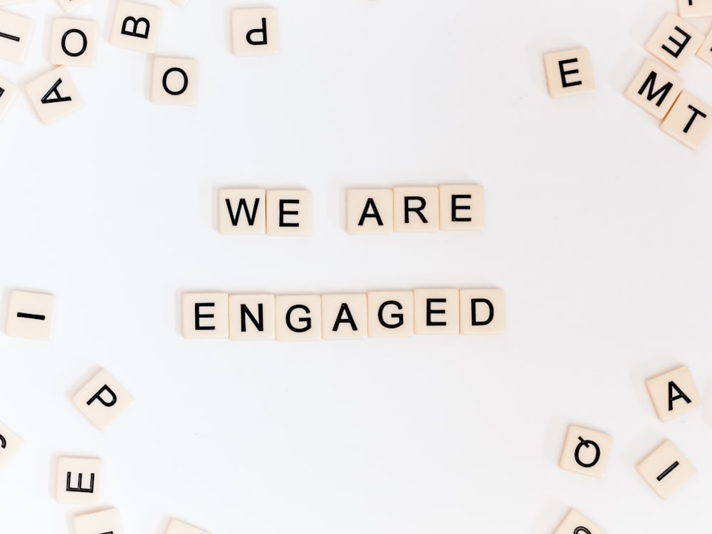 we are engaged letter blocks