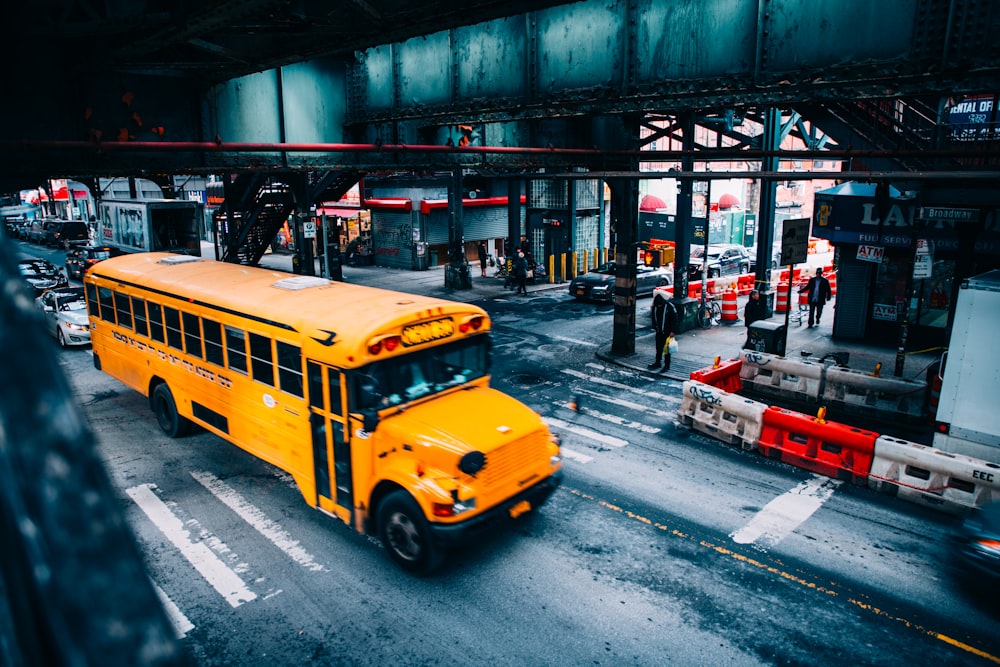 school bus on road during daytime