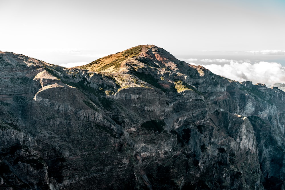 aerial view of rocky mountain top