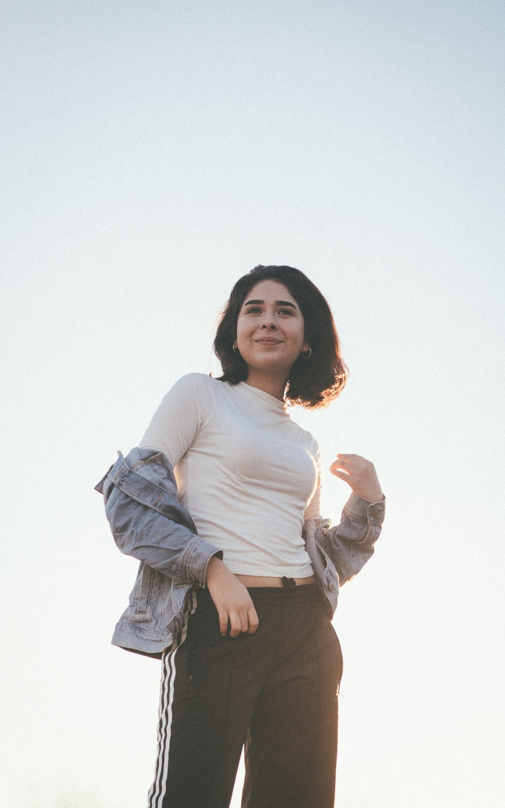 woman wearing white top