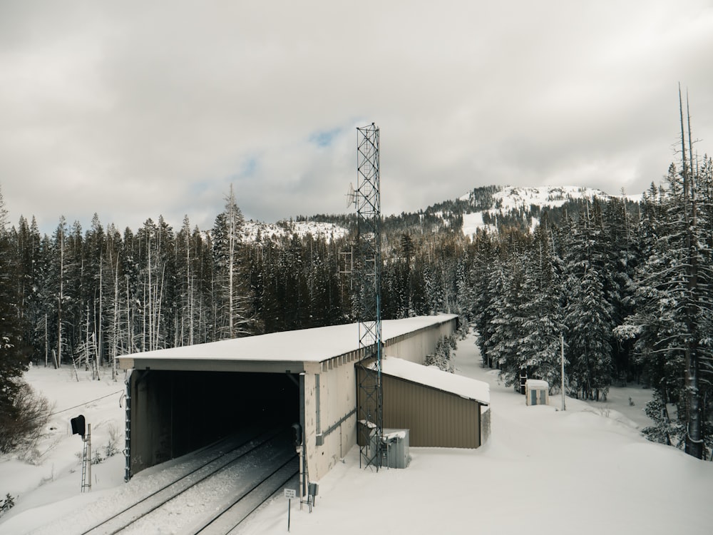 train railway covered in snow