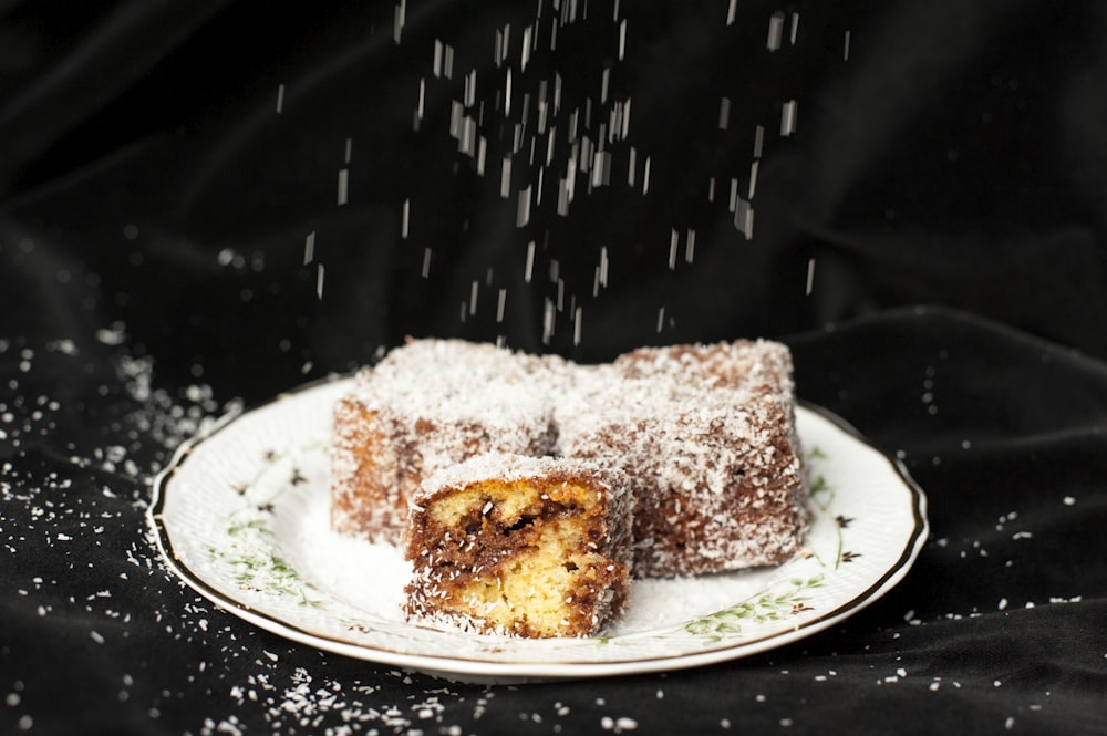 baked caked on white ceramic plate