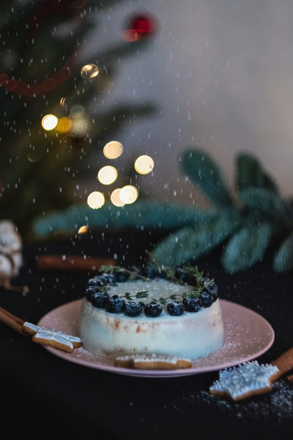 cake with blackberries on plate