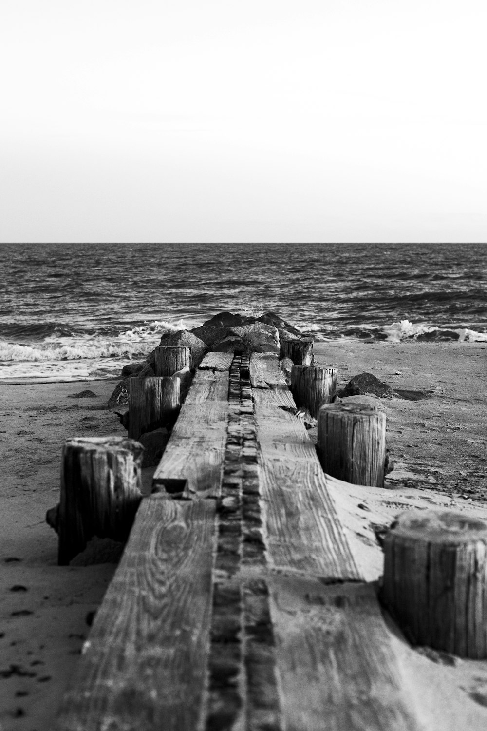 wood slab dock bridge