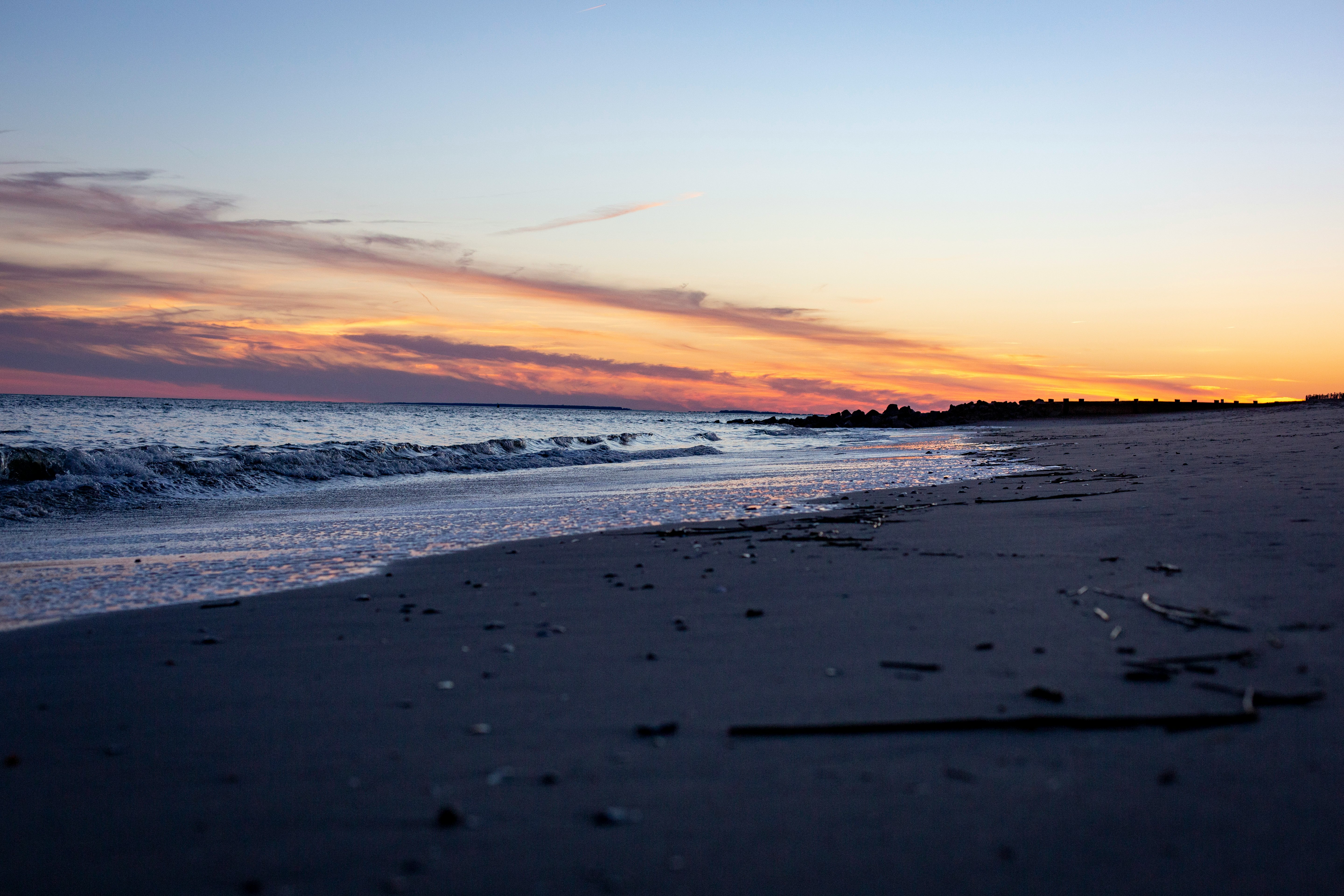 seashore during golden hour