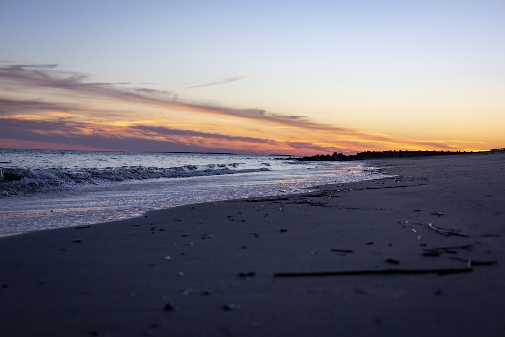 seashore during golden hour