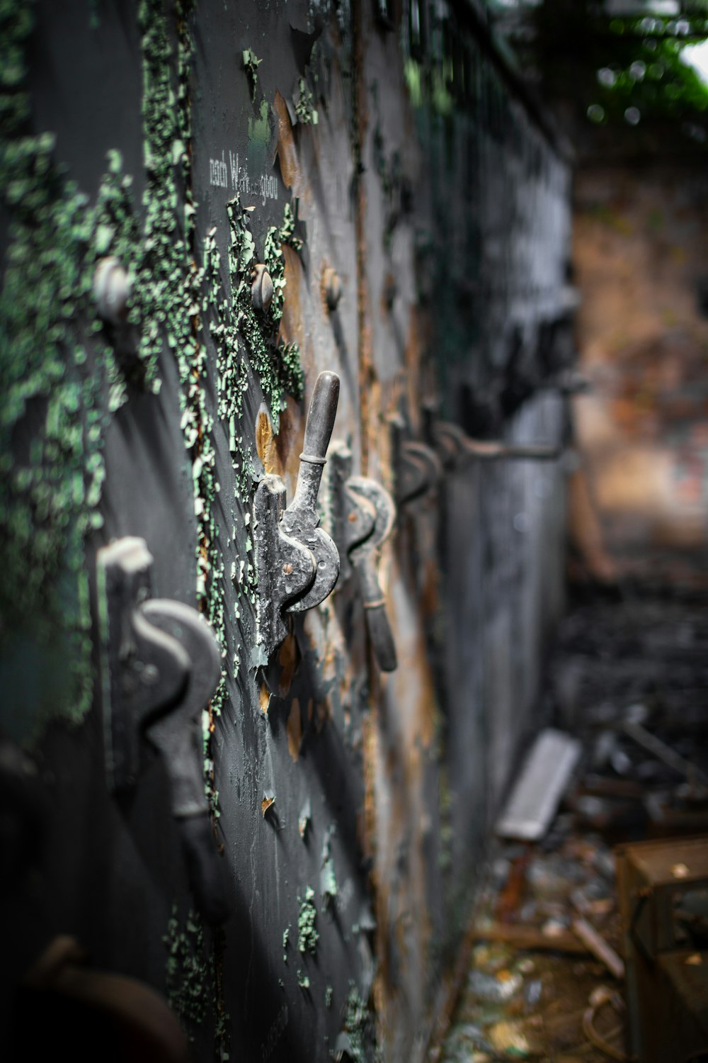 selective focus photography of gray metal locker