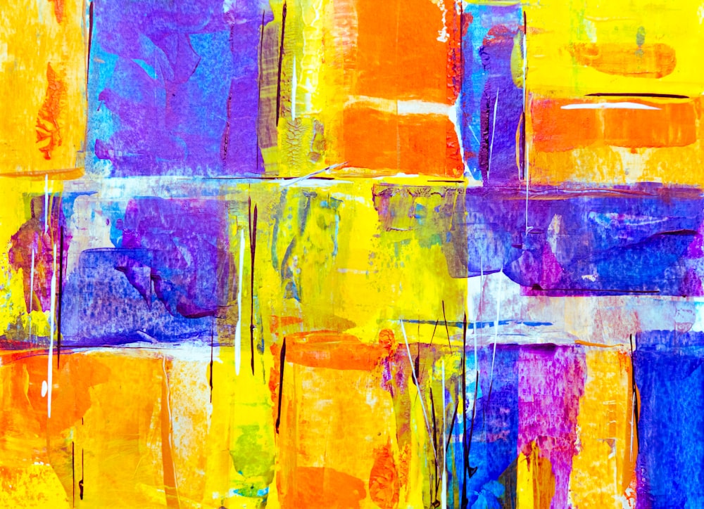 blue and yellow abstract art