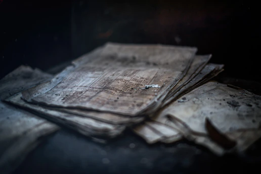 A close-up of stacked legal files and court documents on a wooden table, dimly lit to emphasize the weight of unresolved cases.