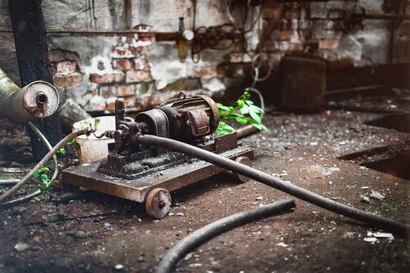 Brown industrial rotating machine in a plant