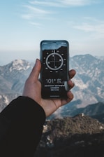 Visual of a compass overlaying a phone network symbolizing call direction.