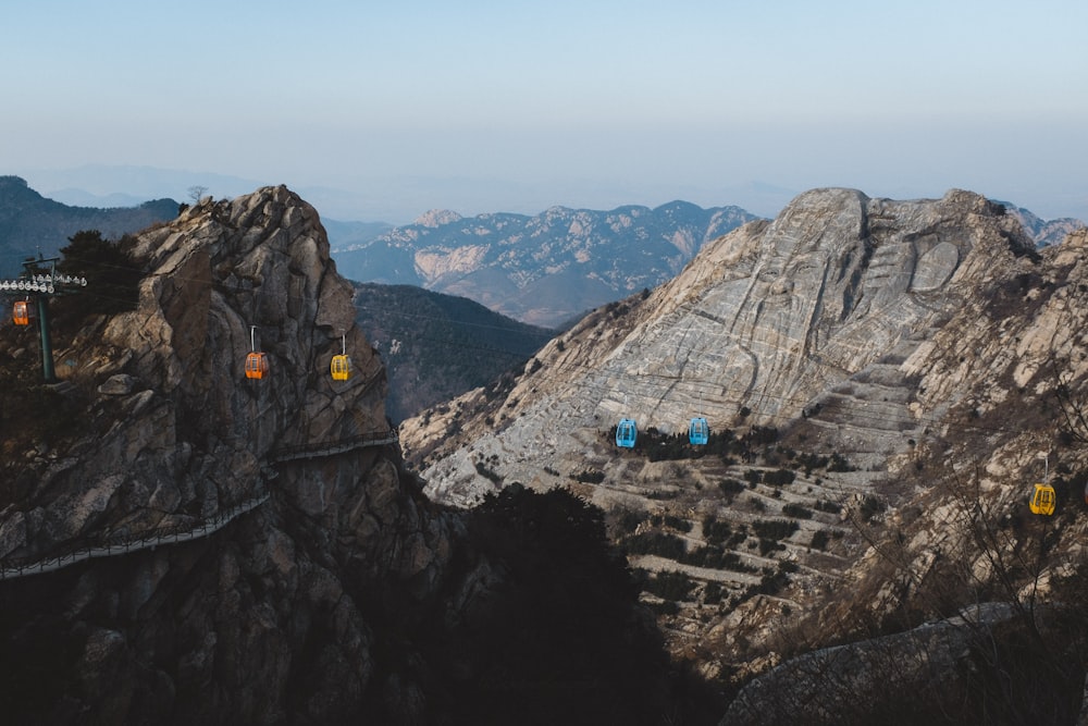 blue cable car