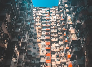 low angle photography of high-rise buildings