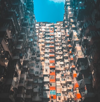 low angle photography of high-rise buildings